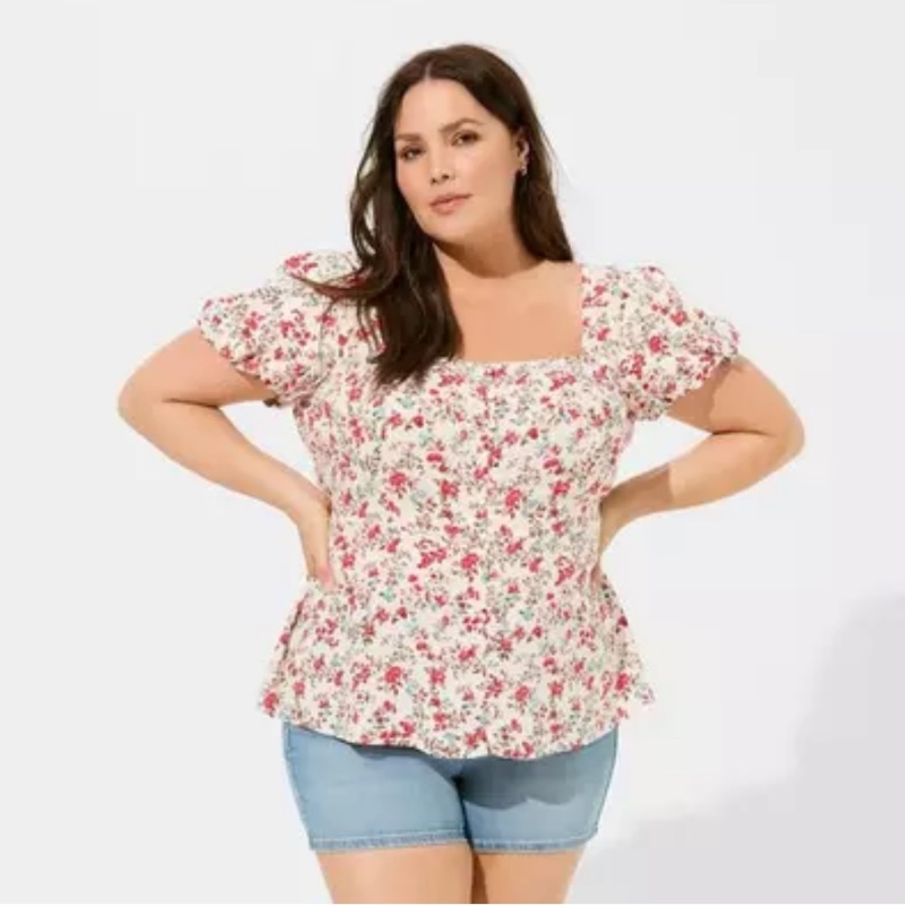 Floral Print Square Neck Top - Picture 3 of 9